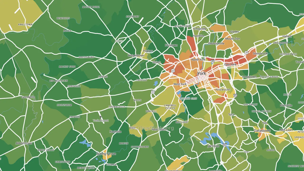 Shiloh, PA Map of Vandalism Rates