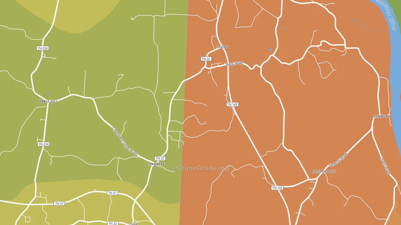 Shiloh, TN Map of Vandalism Rates