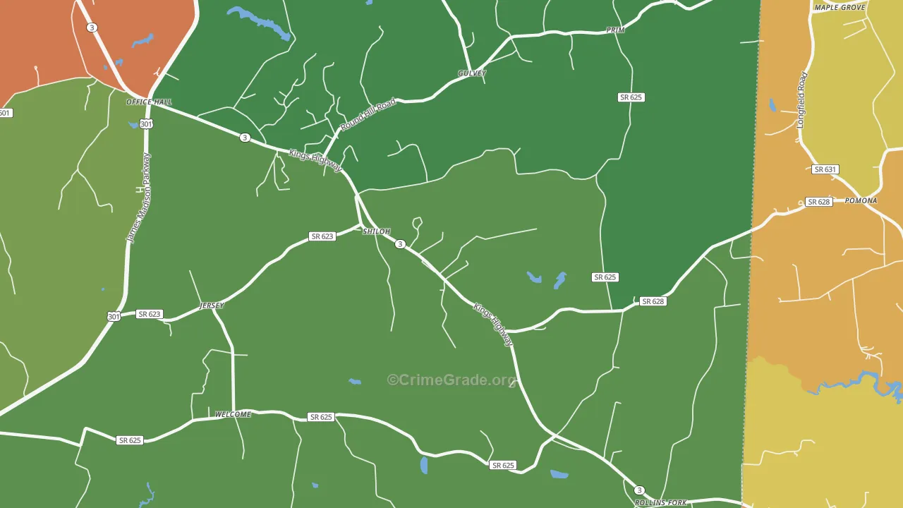 Shiloh, VA Map of Vandalism Rates