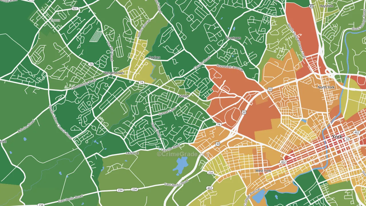 Shiloh, York, PA Map of Vandalism Rates