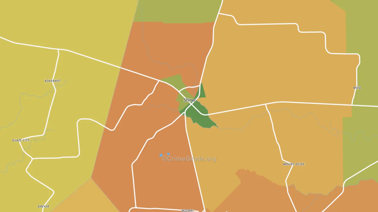 Shiner, TX Map of Vandalism Rates