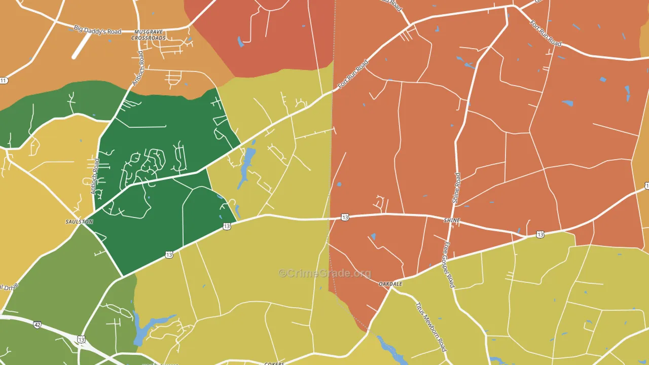 Shines Crossroads, NC Map of Vandalism Rates