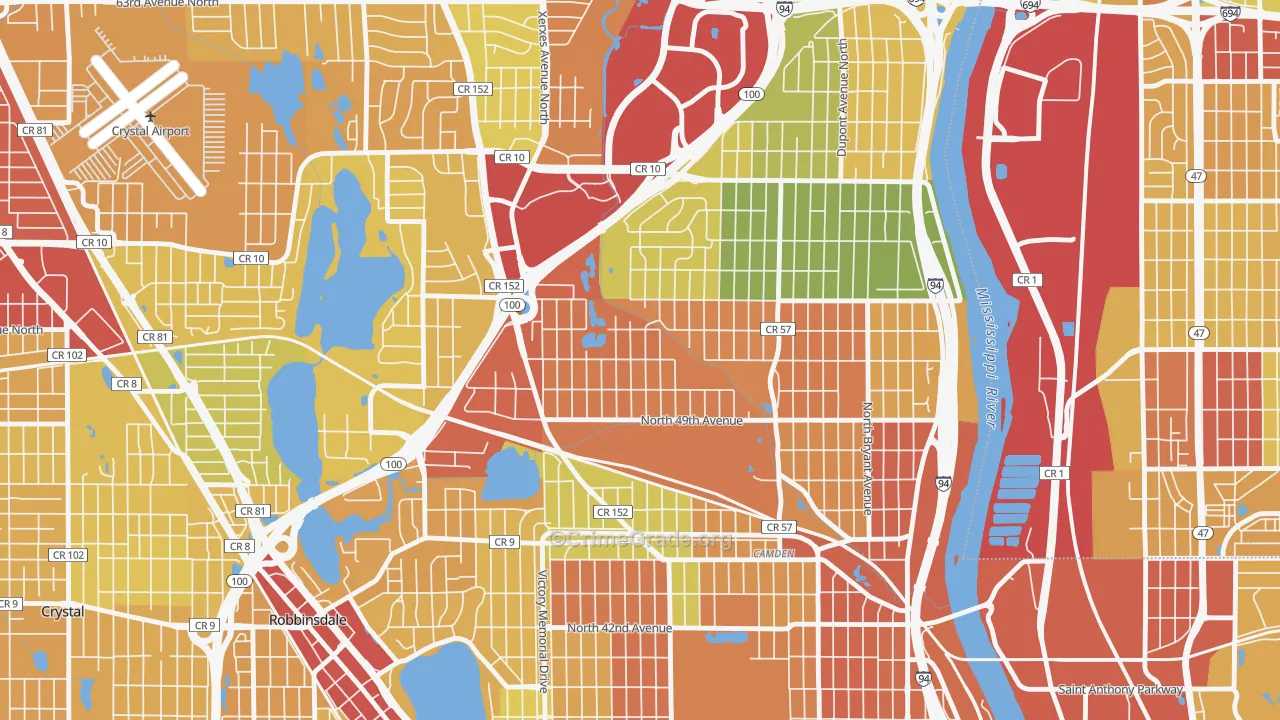 Shingle Creek, Minneapolis, MN Map of Vandalism Rates