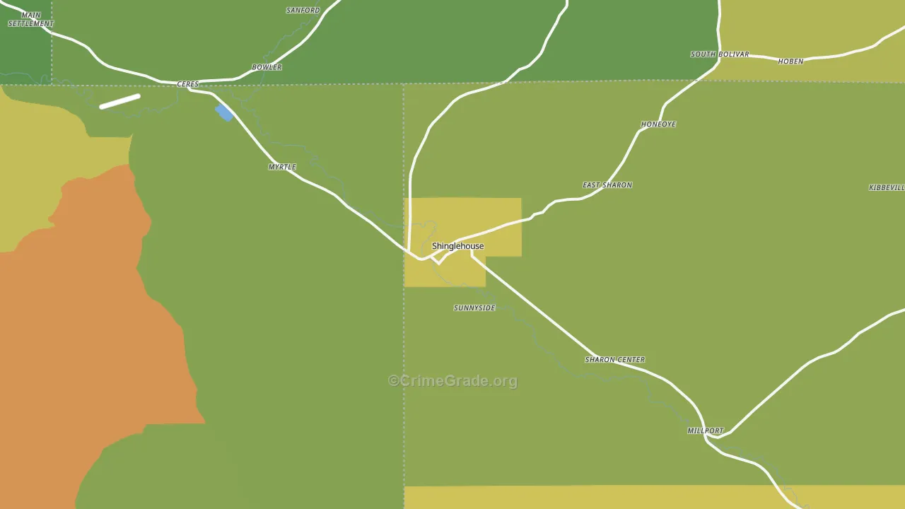 Shinglehouse, PA Map of Vandalism Rates