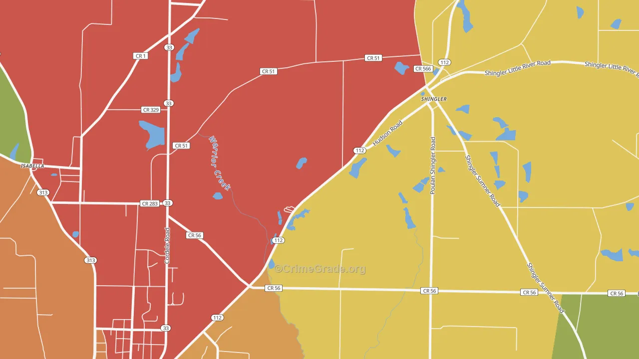 Shingler, GA Map of Vandalism Rates