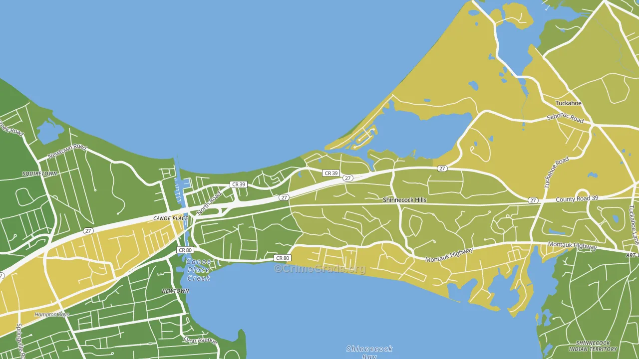 Shinnecock Hills, NY Map of Vandalism Rates