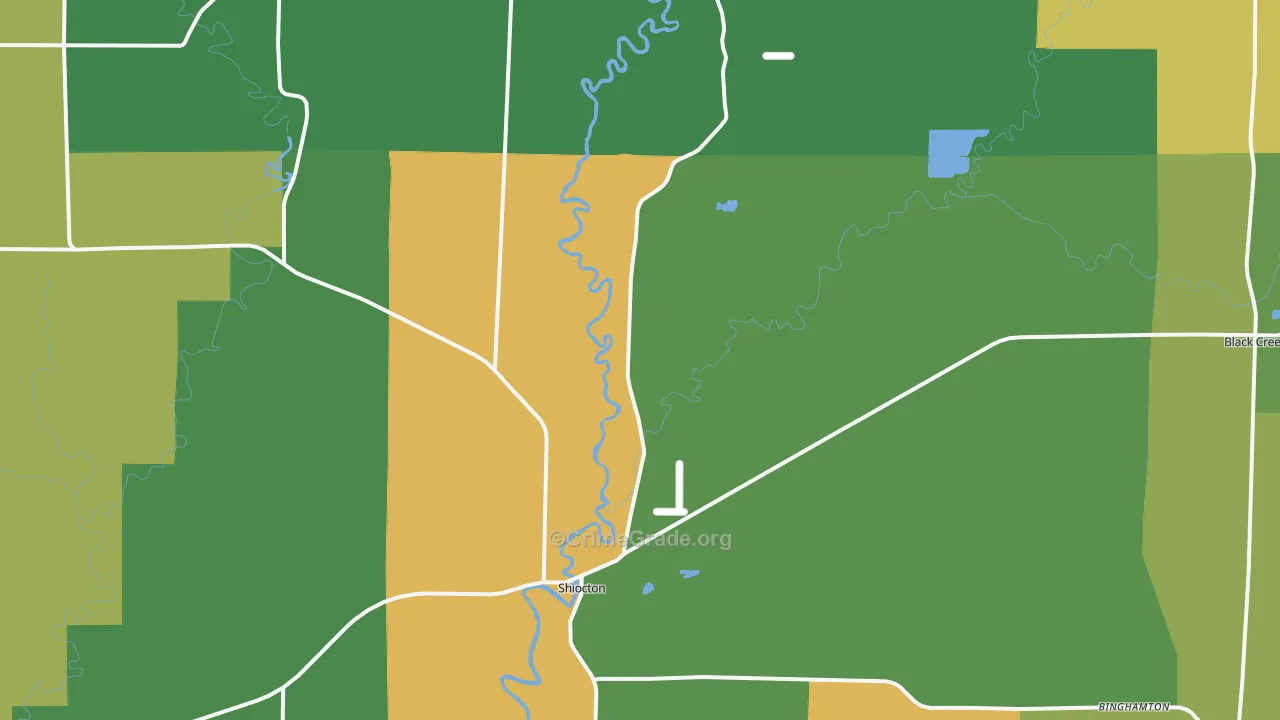 Shiocton, WI Map of Vandalism Rates