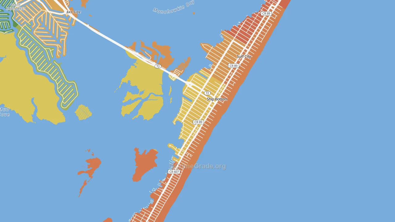 Ship Bottom, NJ Map of Vandalism Rates