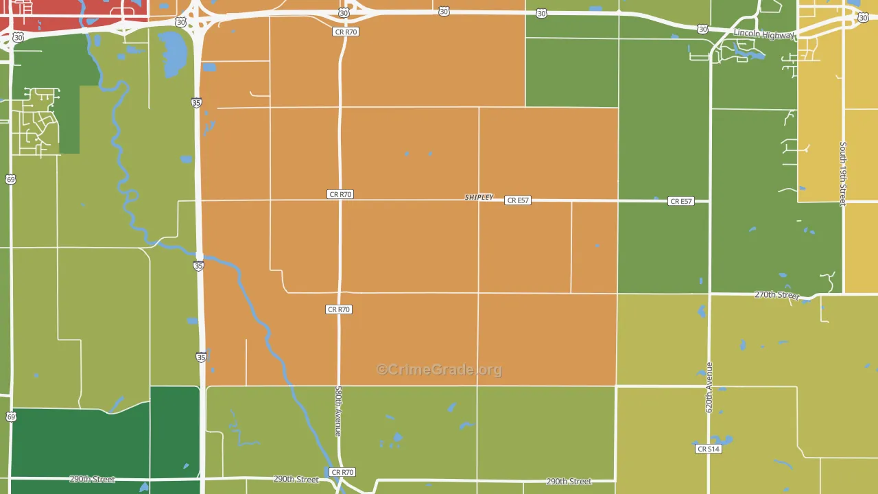 Shipley, IA Map of Vandalism Rates