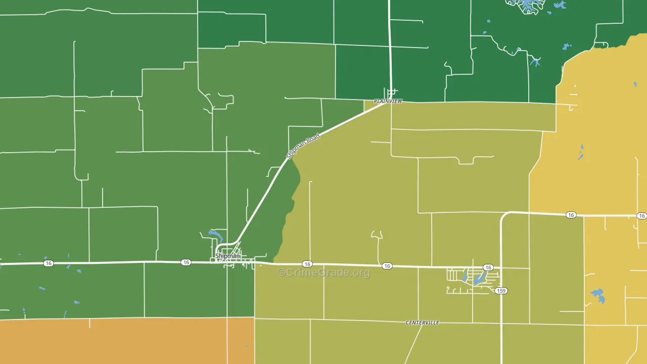 Shipman, IL Map of Vandalism Rates