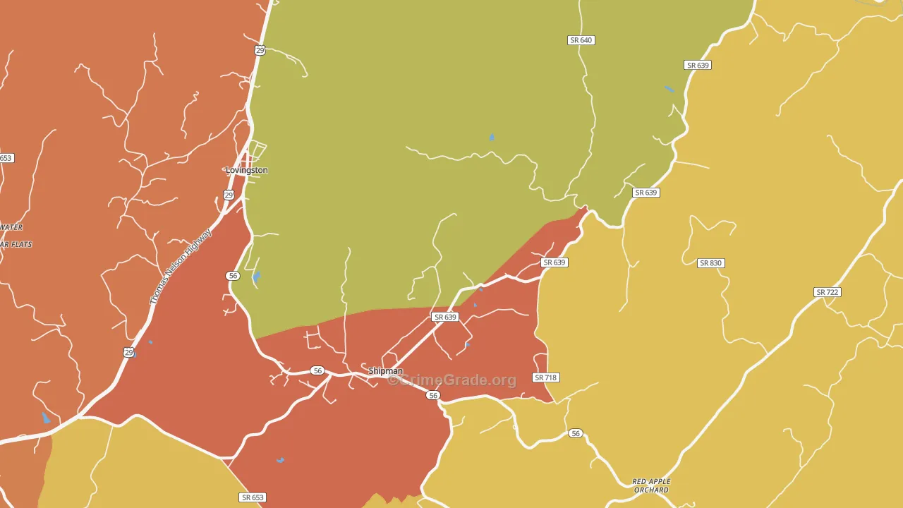 Shipman, VA Map of Vandalism Rates