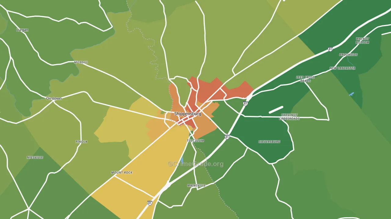 Shippensburg, PA Map of Vandalism Rates