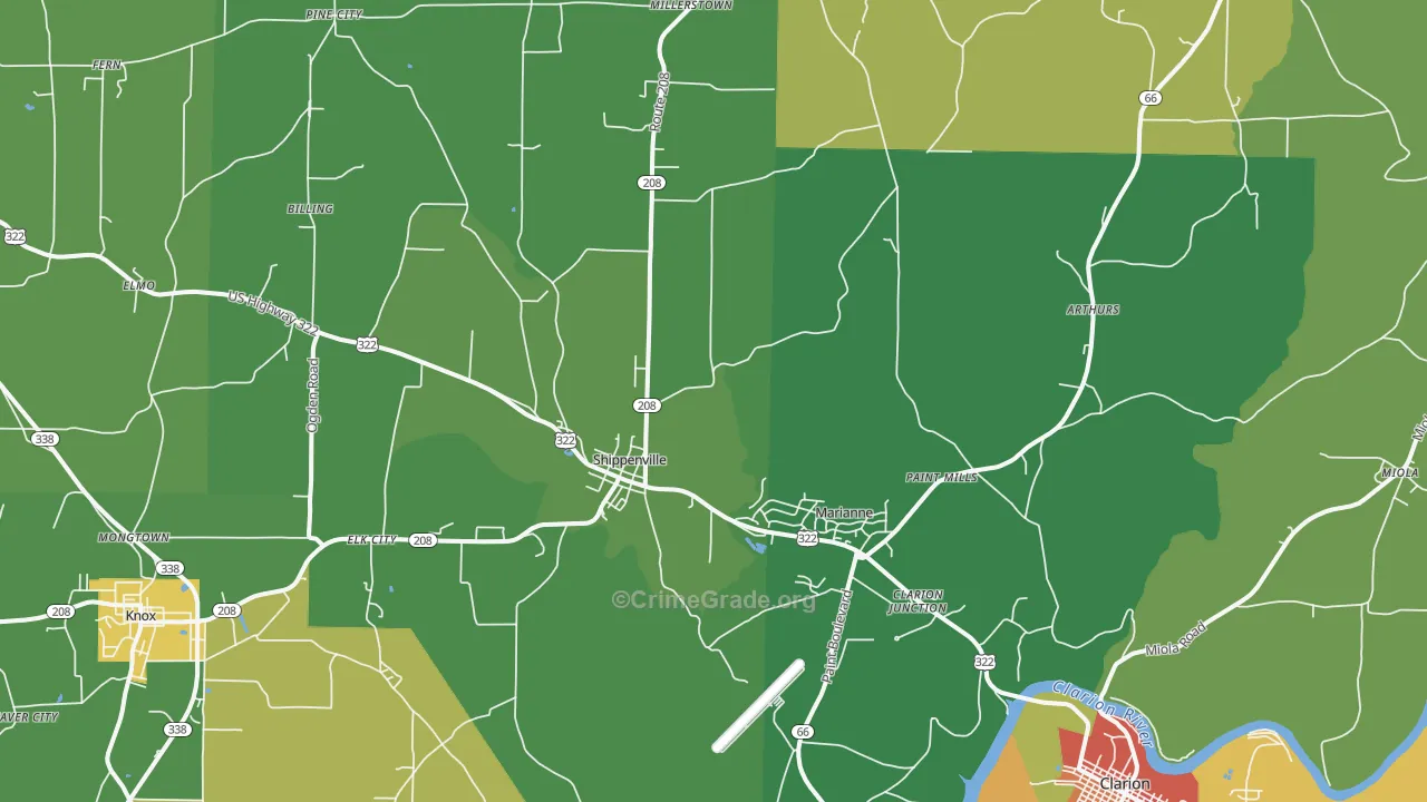 Shippenville, PA Map of Vandalism Rates