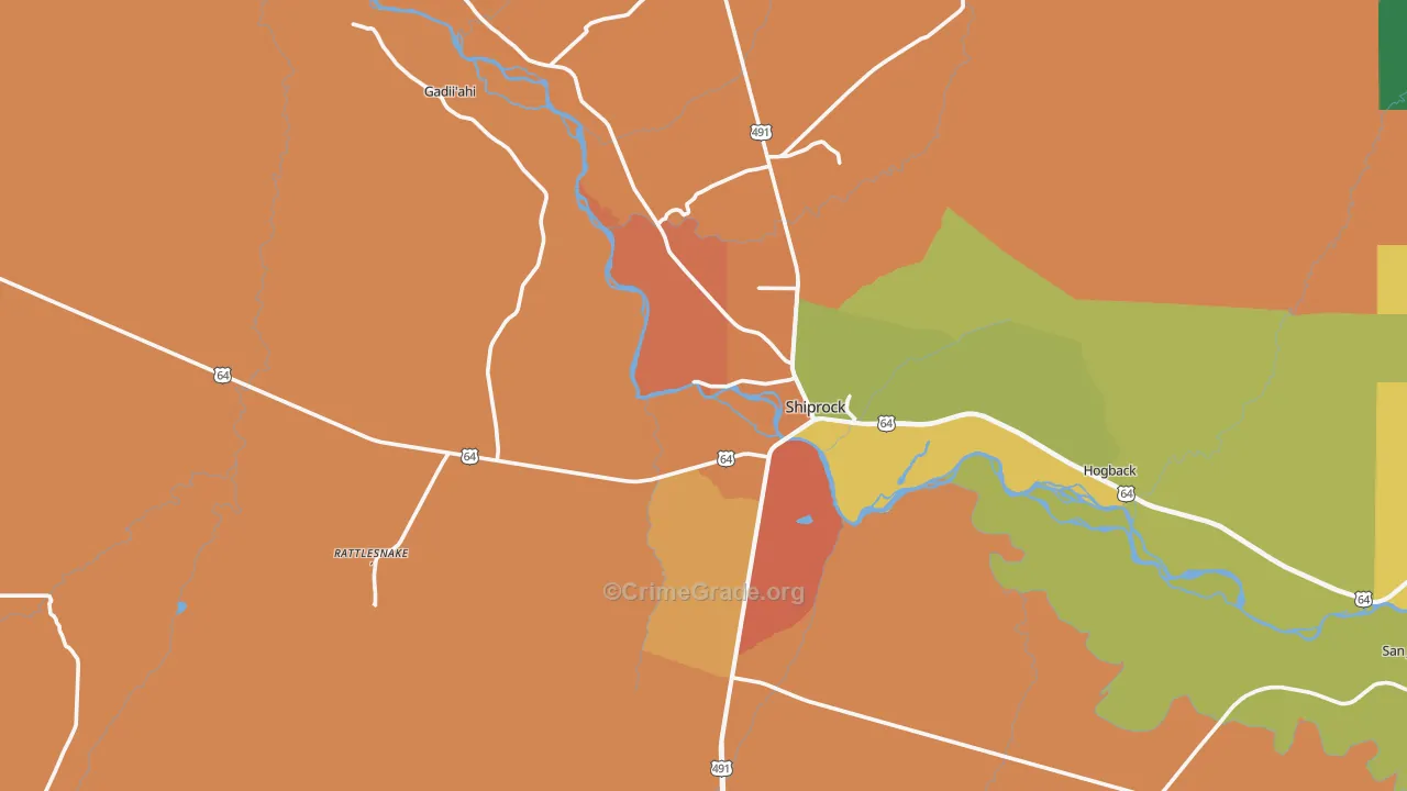 Shiprock, NM Map of Vandalism Rates