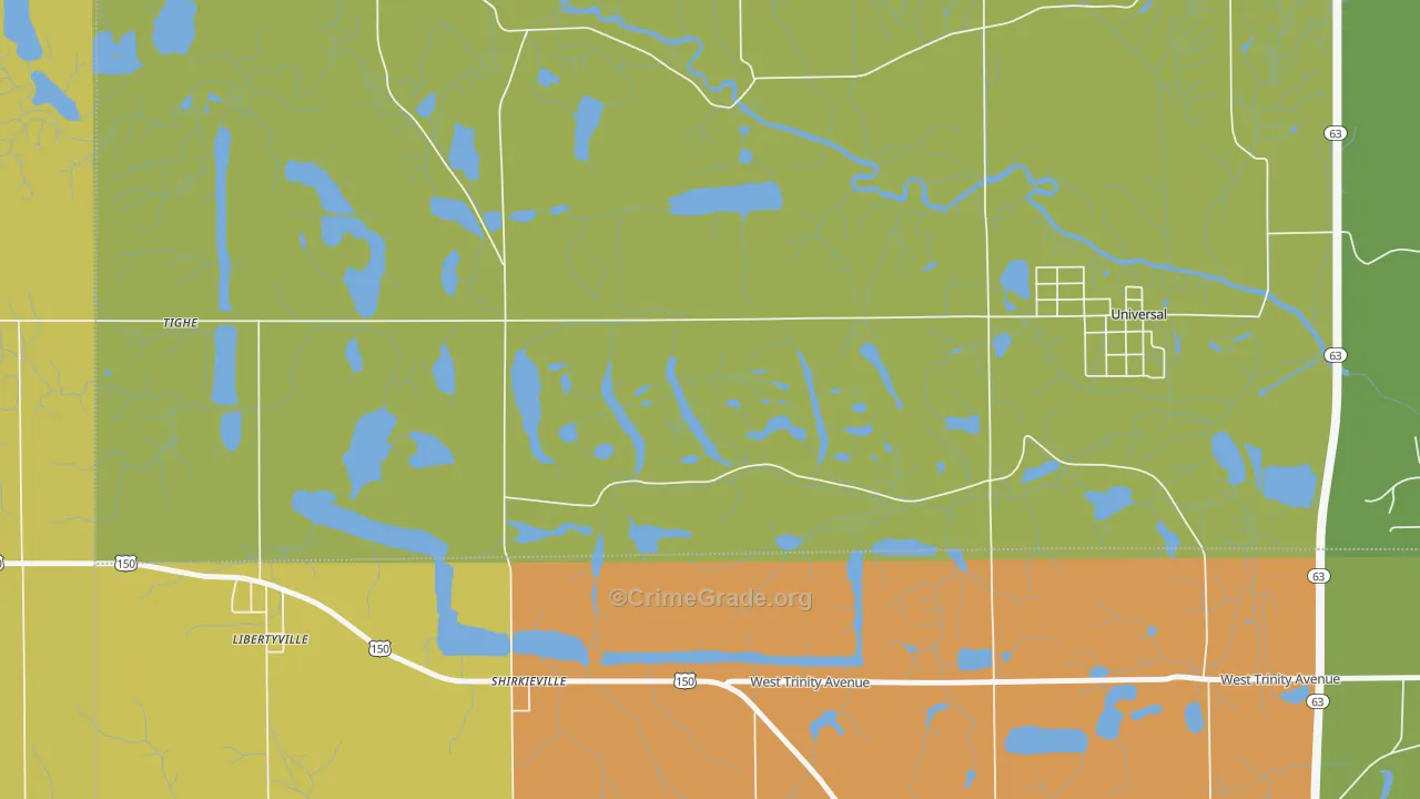 Shirkieville, IN Map of Vandalism Rates