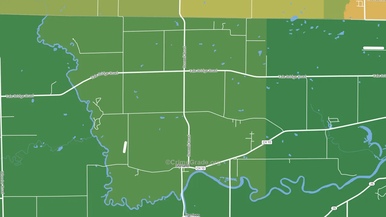 Shirland, IL Map of Vandalism Rates