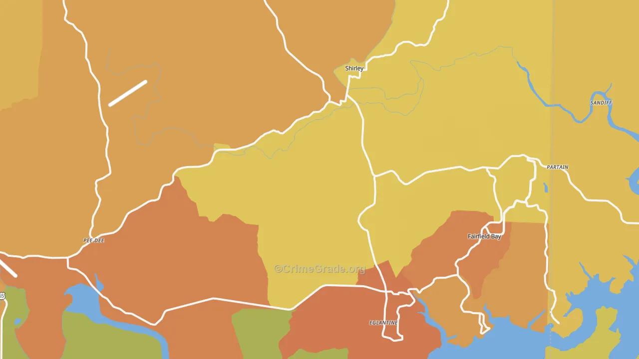 Shirley, AR Map of Vandalism Rates