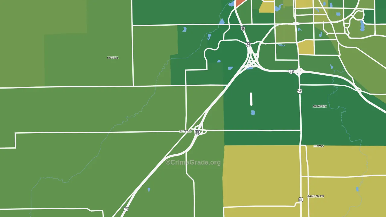 Shirley, IL Map of Vandalism Rates