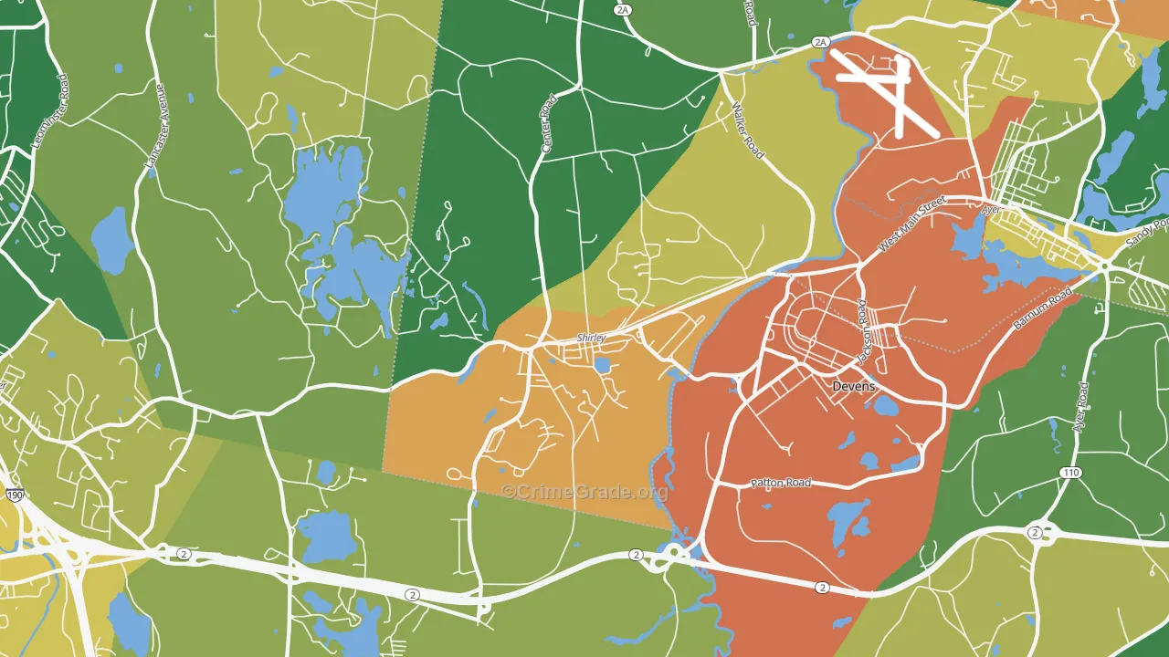 Shirley, MA Map of Vandalism Rates