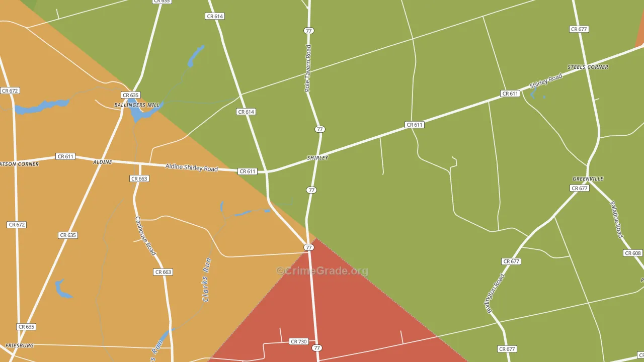 Shirley, NJ Map of Vandalism Rates