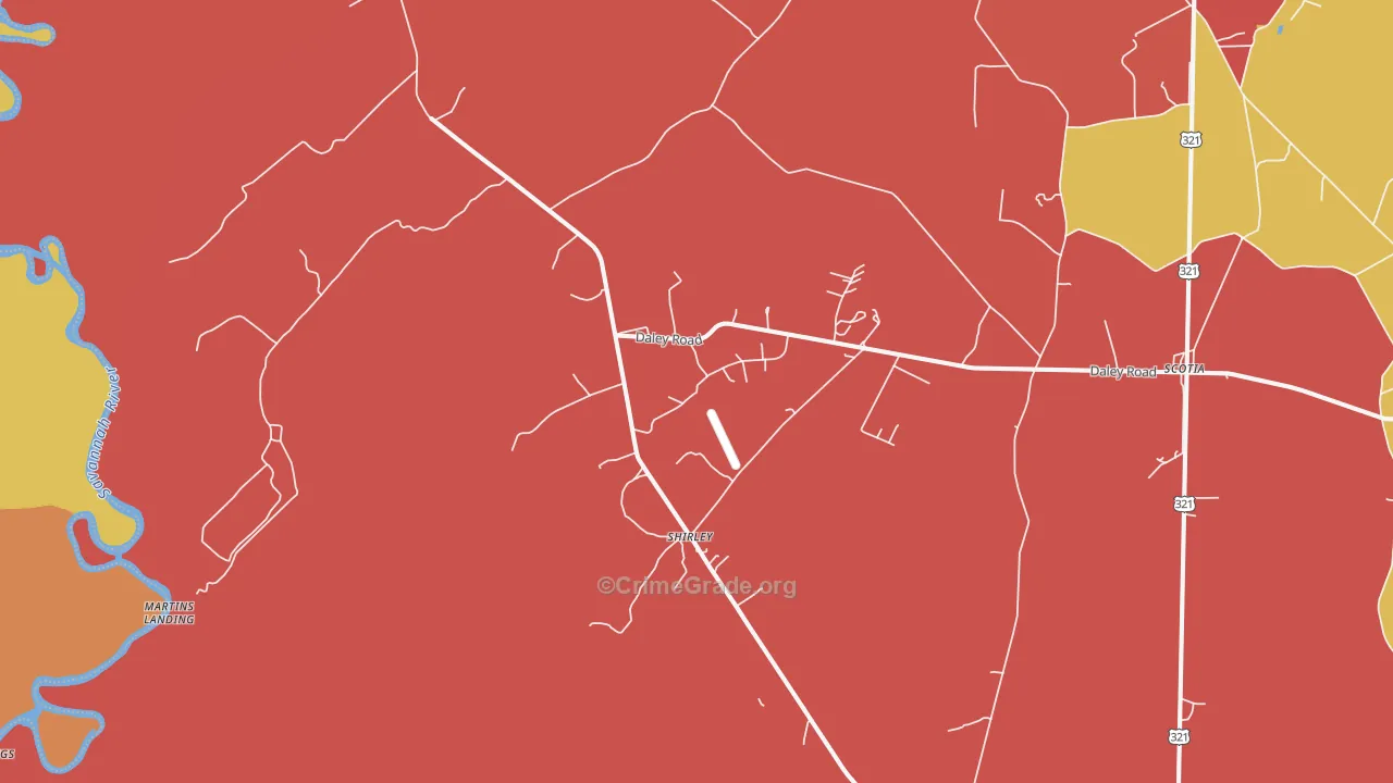Shirley, SC Map of Vandalism Rates