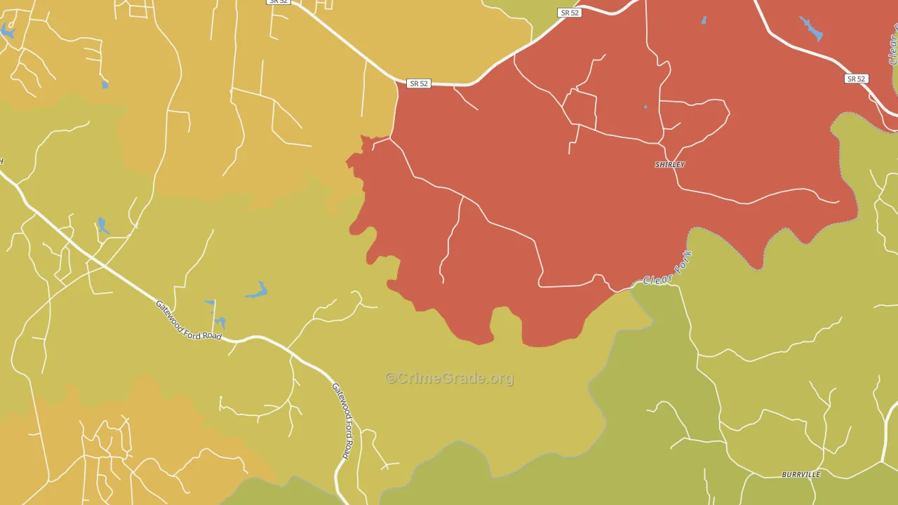 Shirley, TN Map of Vandalism Rates