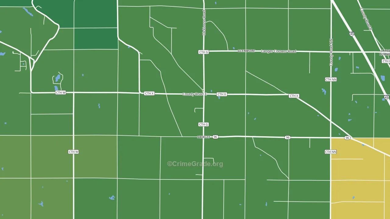 Shirley, WI Map of Vandalism Rates