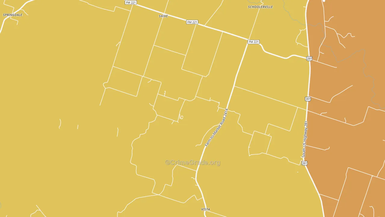 Shive, TX Map of Vandalism Rates