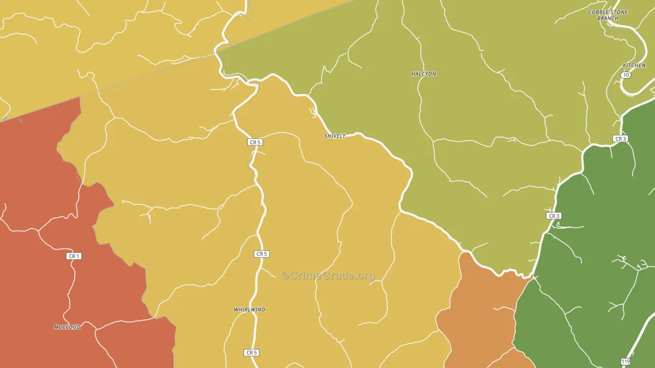 Shively, WV Map of Vandalism Rates