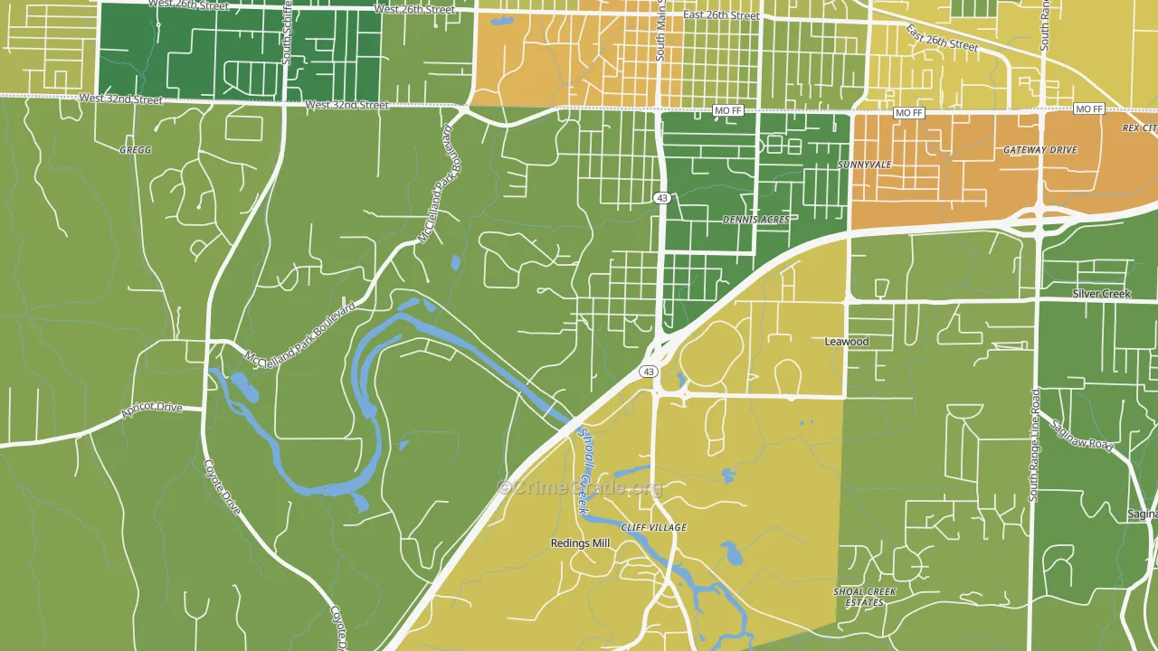 Shoal Creek Drive, MO Map of Vandalism Rates