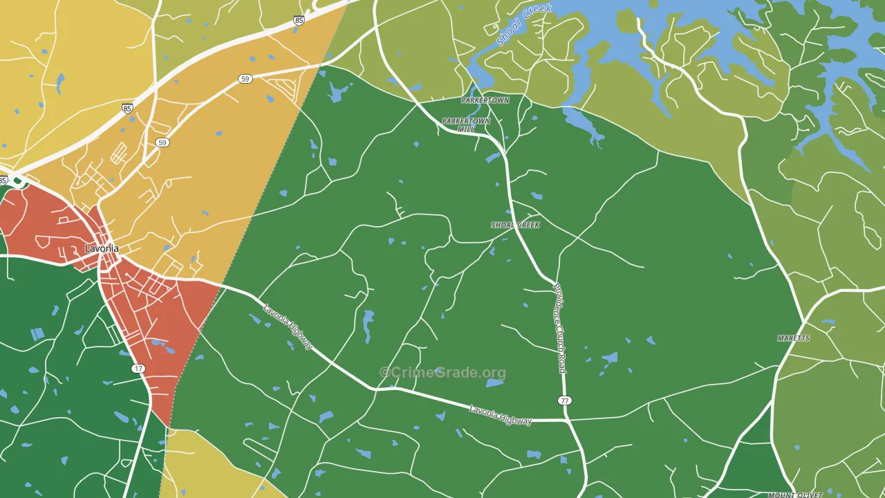 Shoal Creek, GA Map of Vandalism Rates