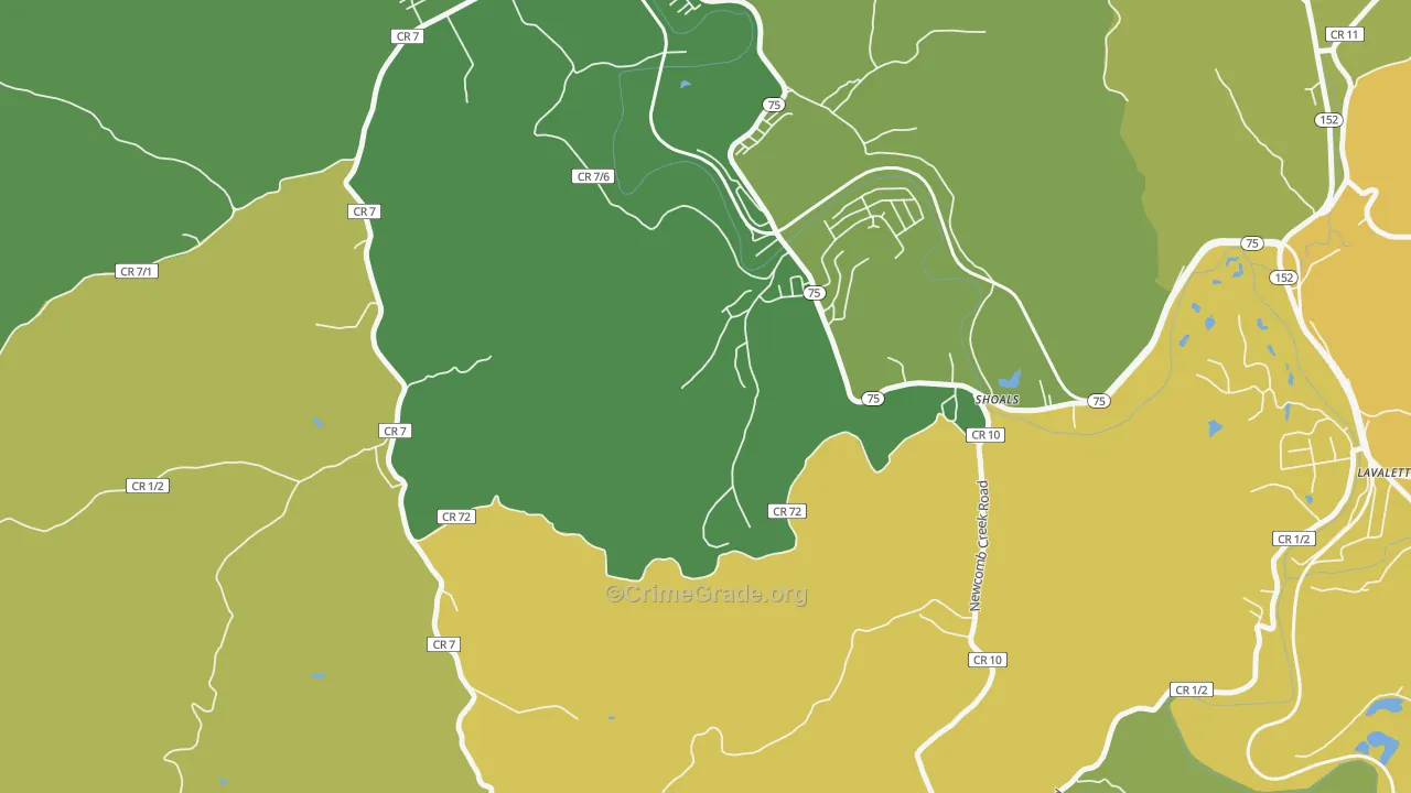 Shoals, WV Map of Vandalism Rates