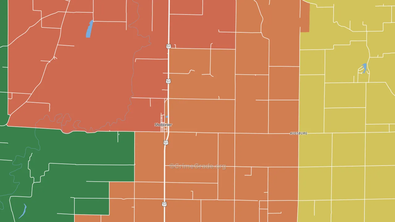 Shobonier, IL Map of Vandalism Rates