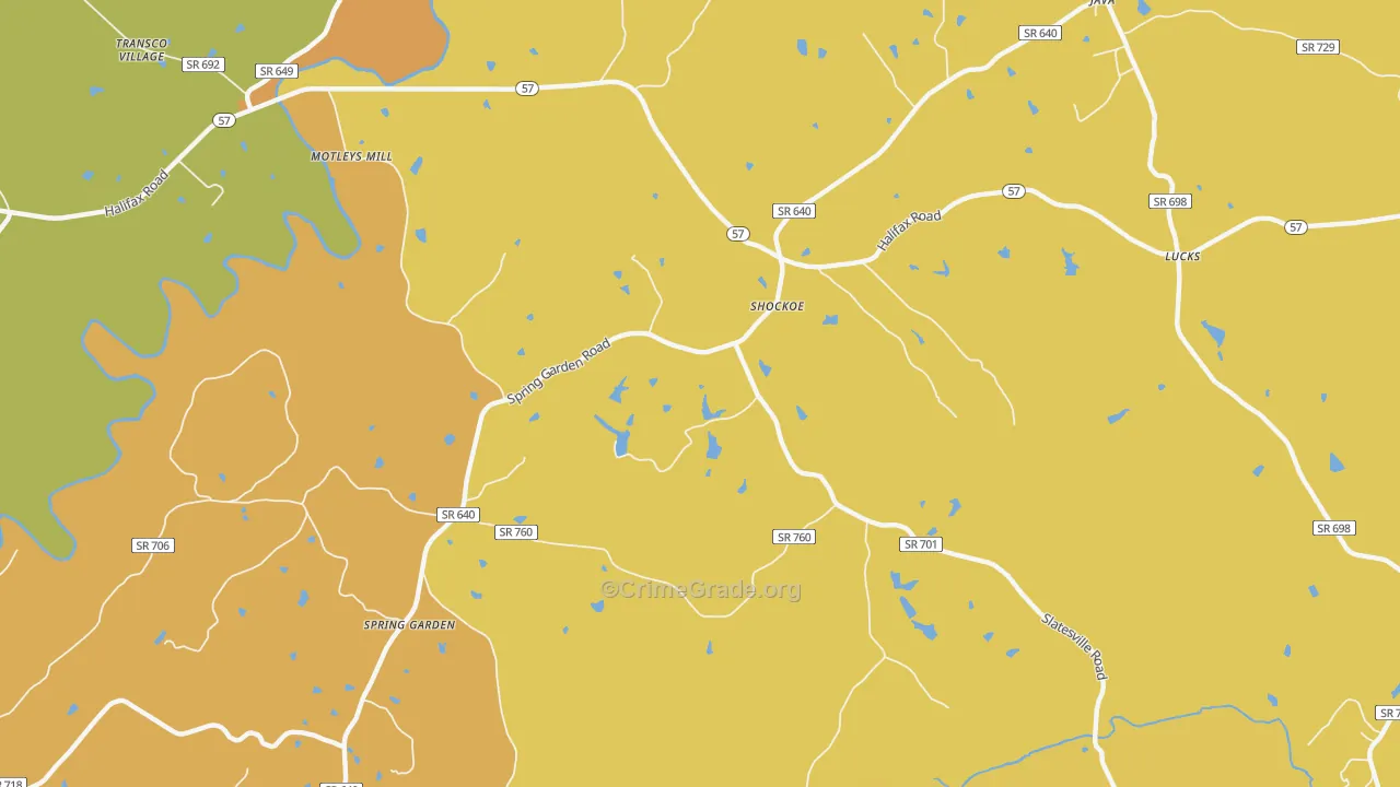 Shockoe, VA Map of Vandalism Rates