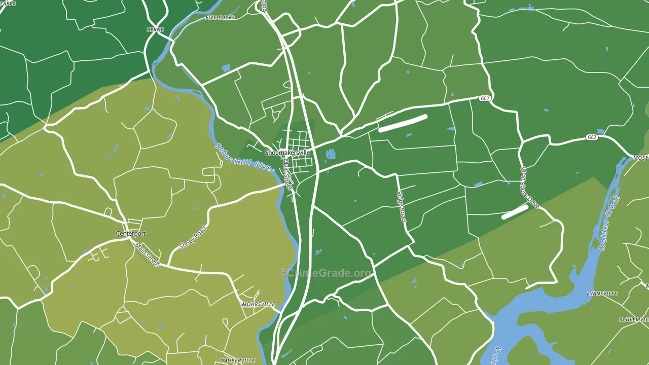 Shoemakersville, PA Map of Vandalism Rates
