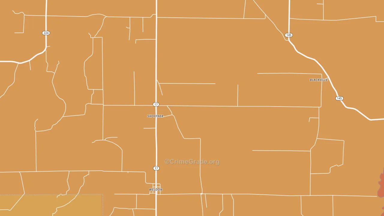 Shoffner, AR Map of Vandalism Rates