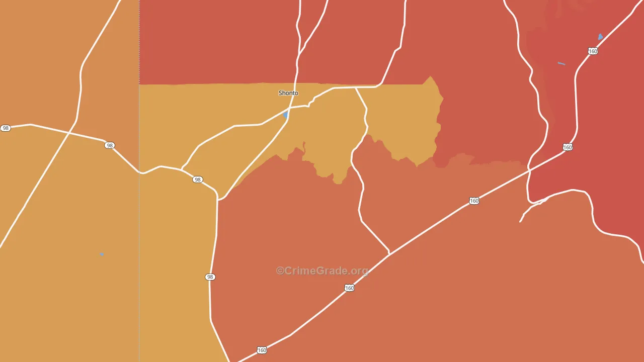 Shonto, AZ Map of Vandalism Rates