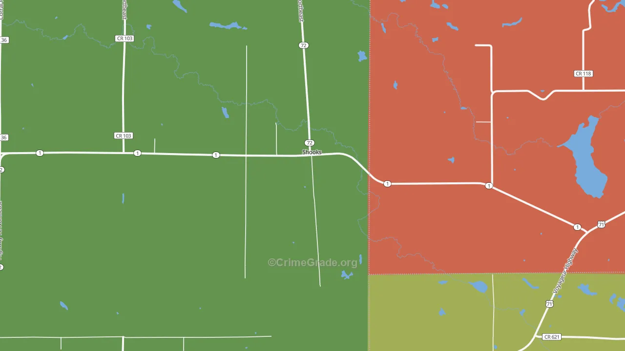 Shooks, MN Map of Vandalism Rates