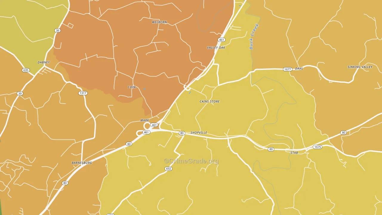 Shopville, KY Map of Vandalism Rates