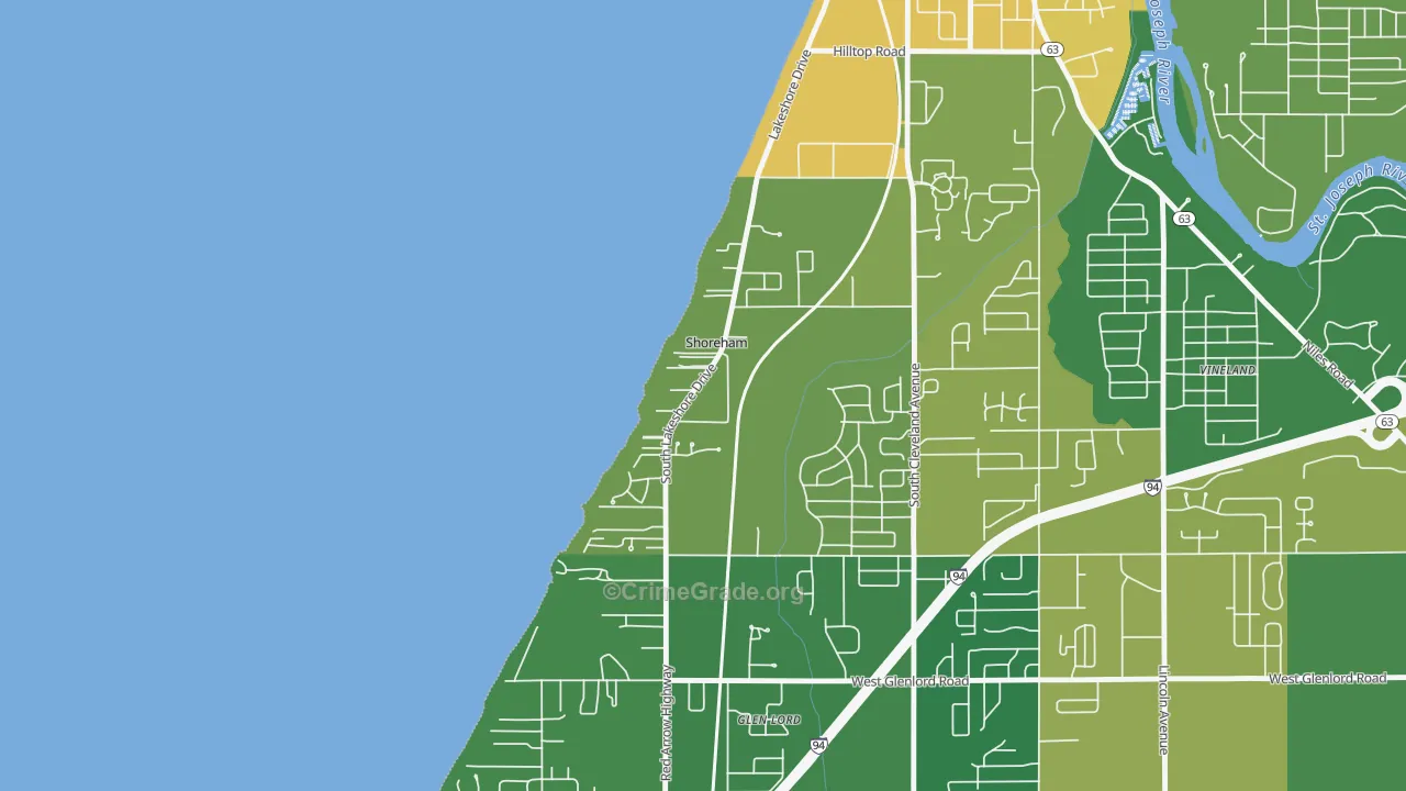 Shoreham, MI Map of Vandalism Rates