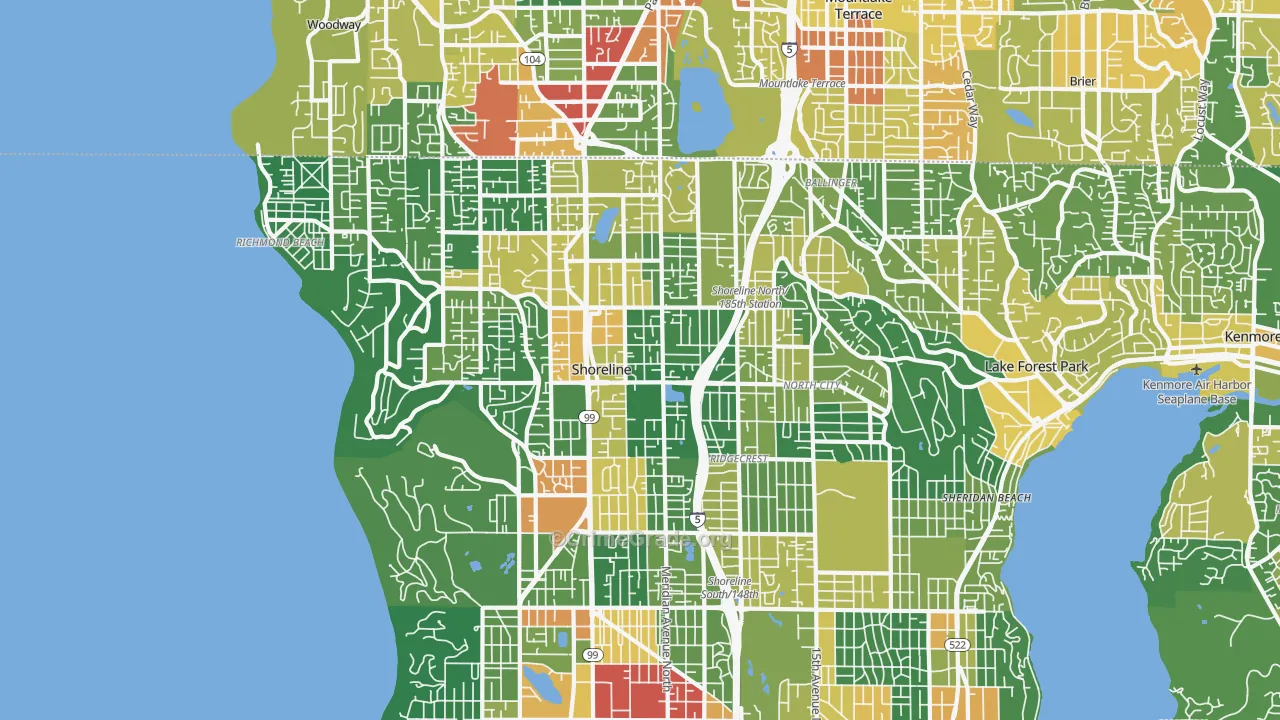 Shoreline, WA Map of Vandalism Rates