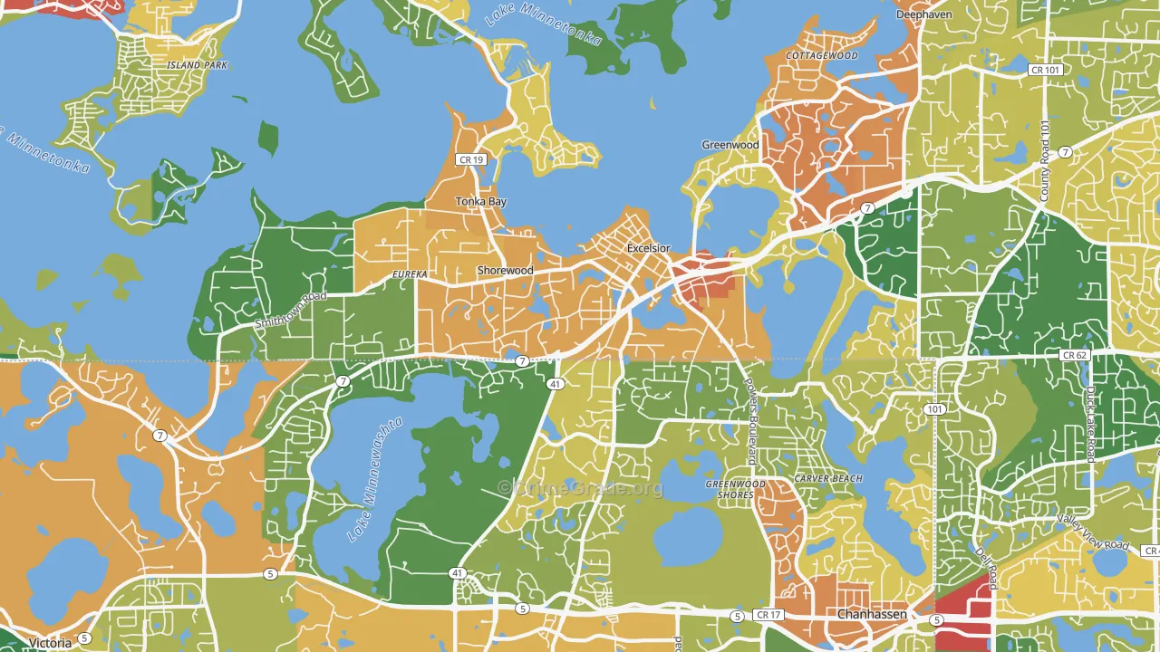 Shorewood, MN Map of Vandalism Rates