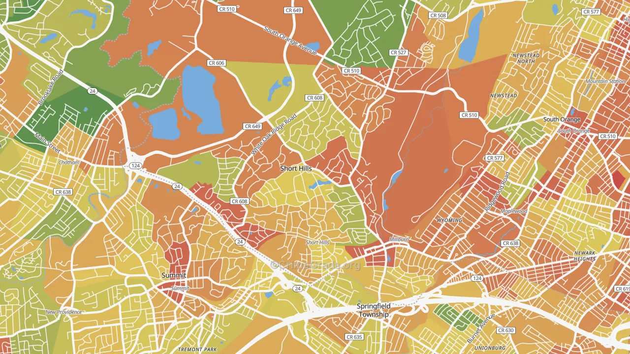 Short Hills, NJ Map of Vandalism Rates