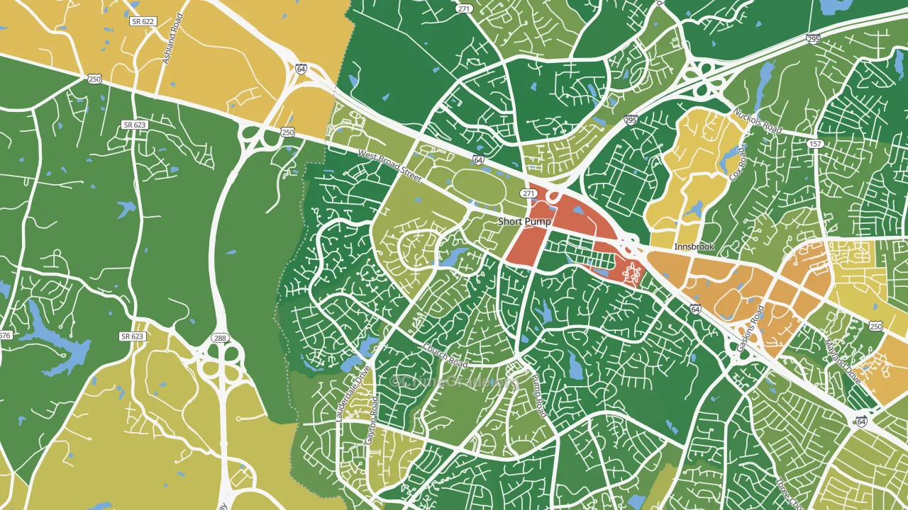 Short Pump, VA Map of Vandalism Rates
