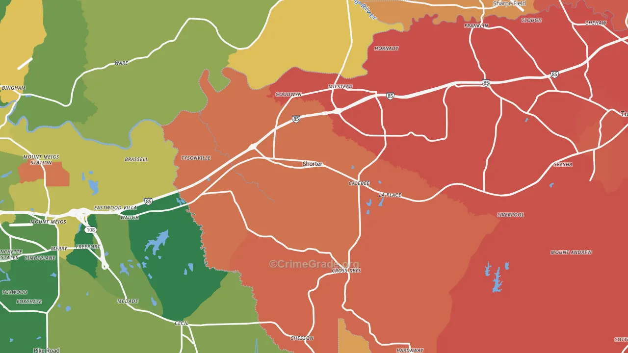 Shorter, AL Map of Vandalism Rates