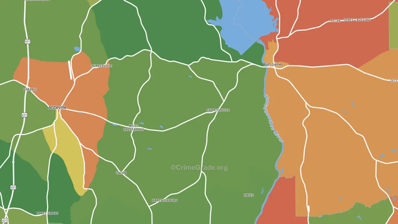 Shorterville, AL Map of Vandalism Rates