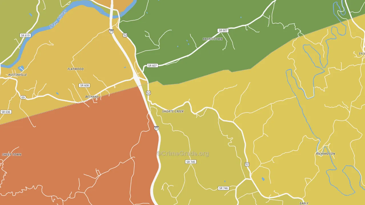 Shorts Creek, VA Map of Vandalism Rates