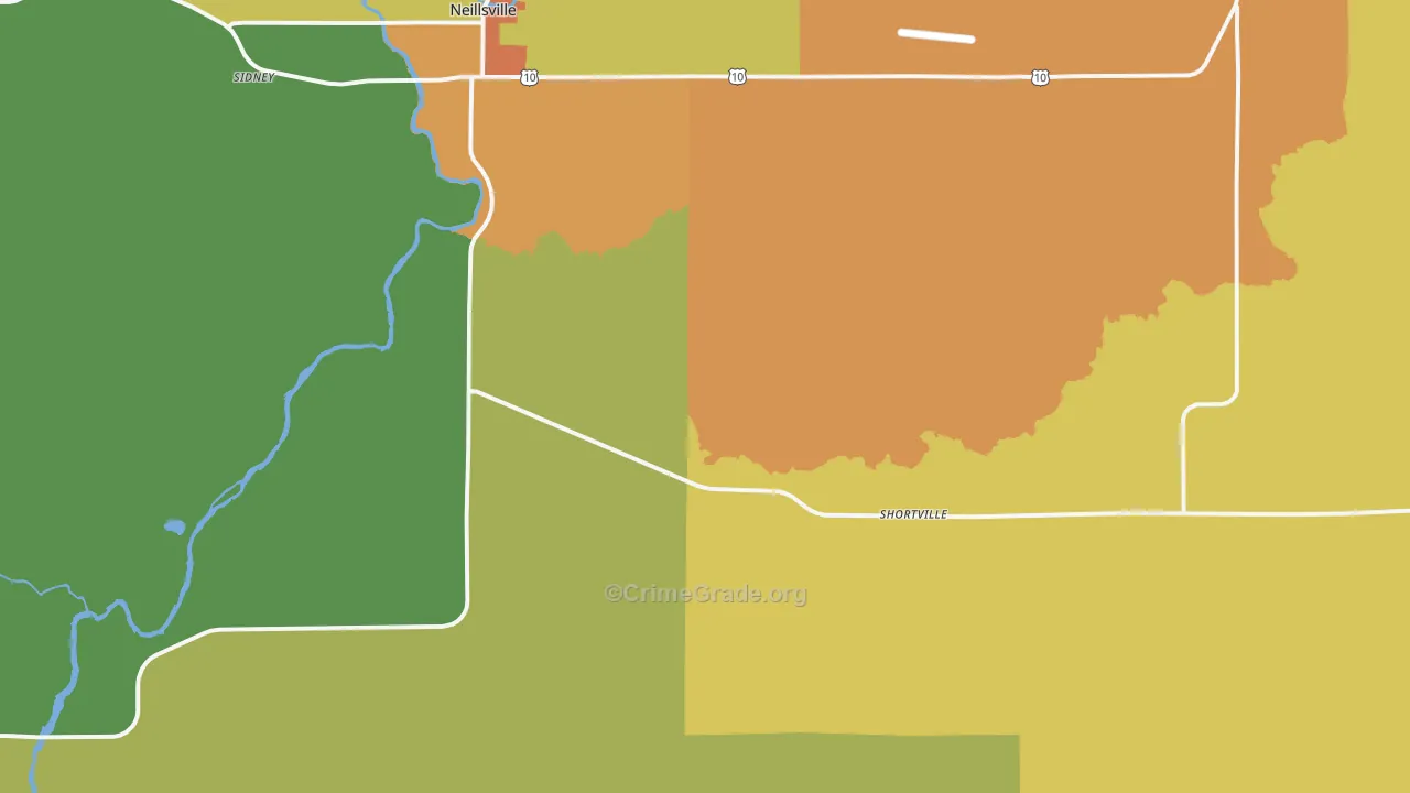 Shortville, WI Map of Vandalism Rates