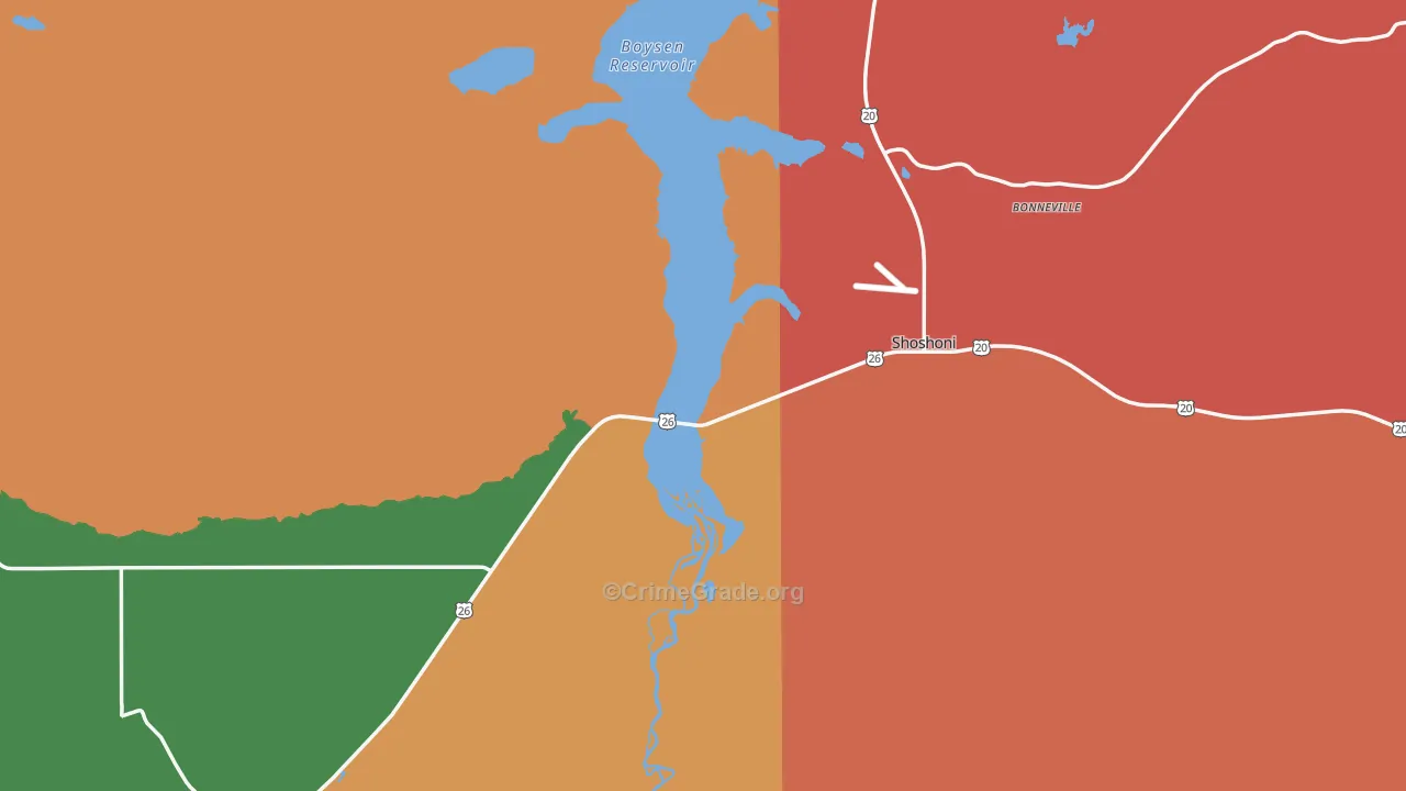Shoshoni, WY Map of Vandalism Rates