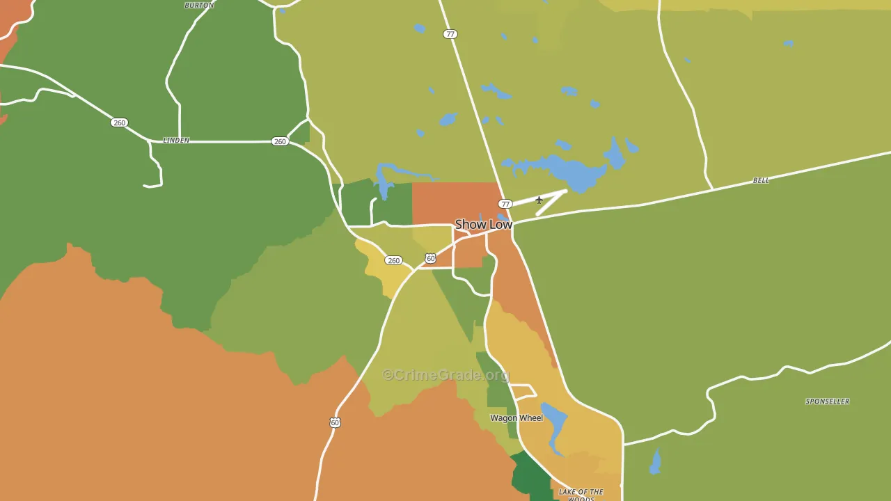Show Low, AZ Map of Vandalism Rates